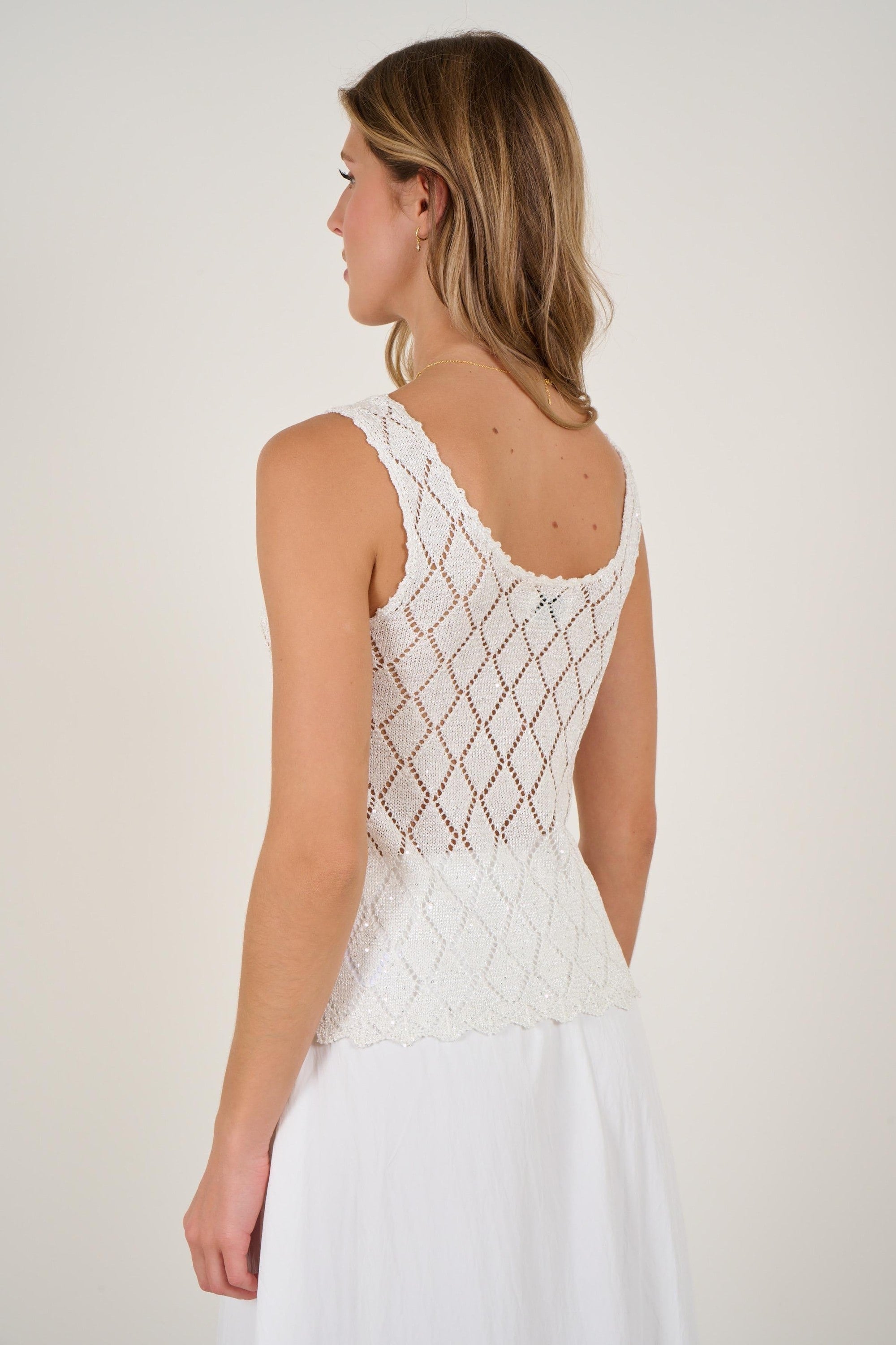 Clever Alice St Croix Top in White Shimmer