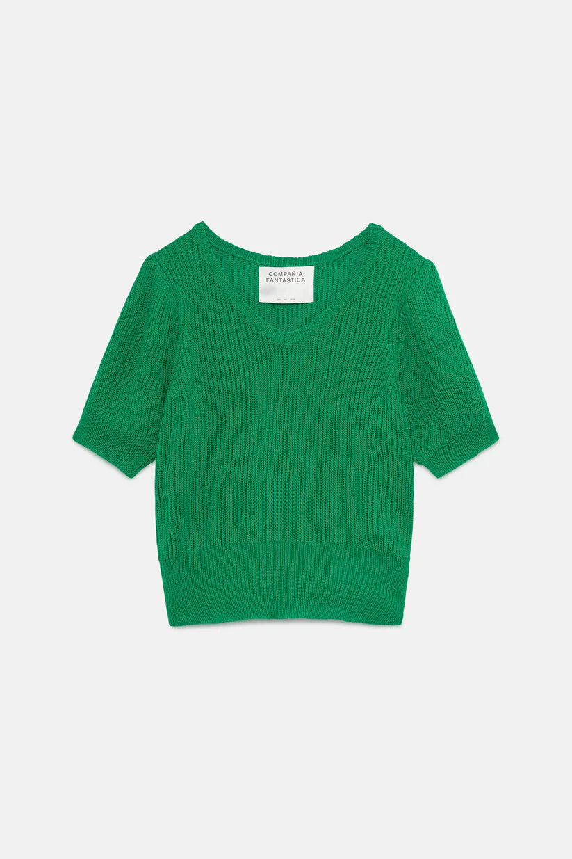 Compania Fantastica Green V-neck sweater - clever alice