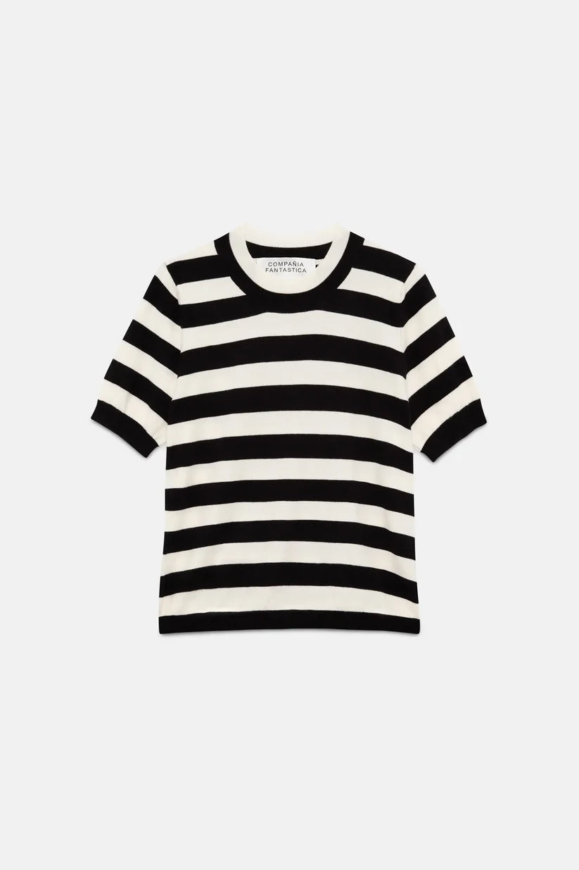Compania Fantastica Black striped short sleeve sweater