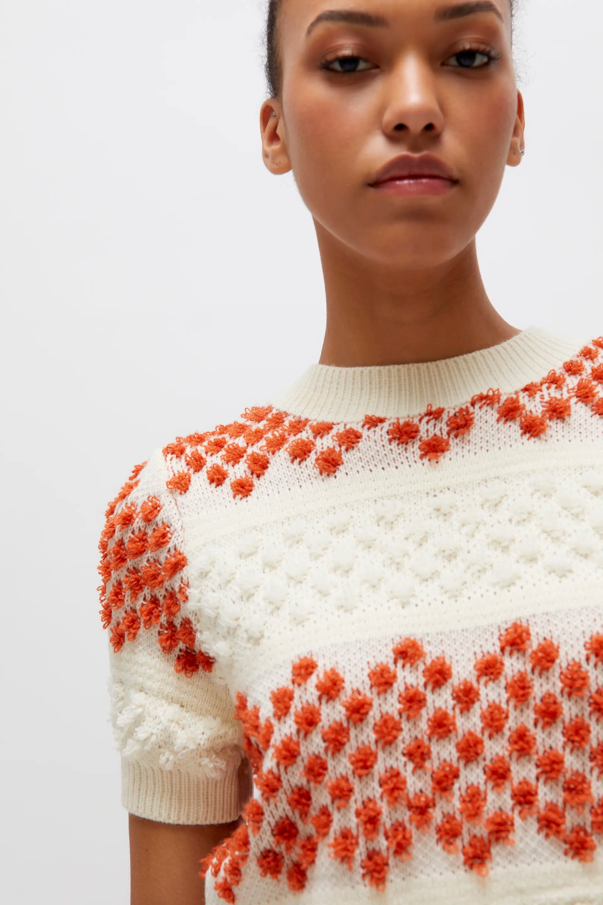 Wild Pony Orange short sleeve knitted sweater