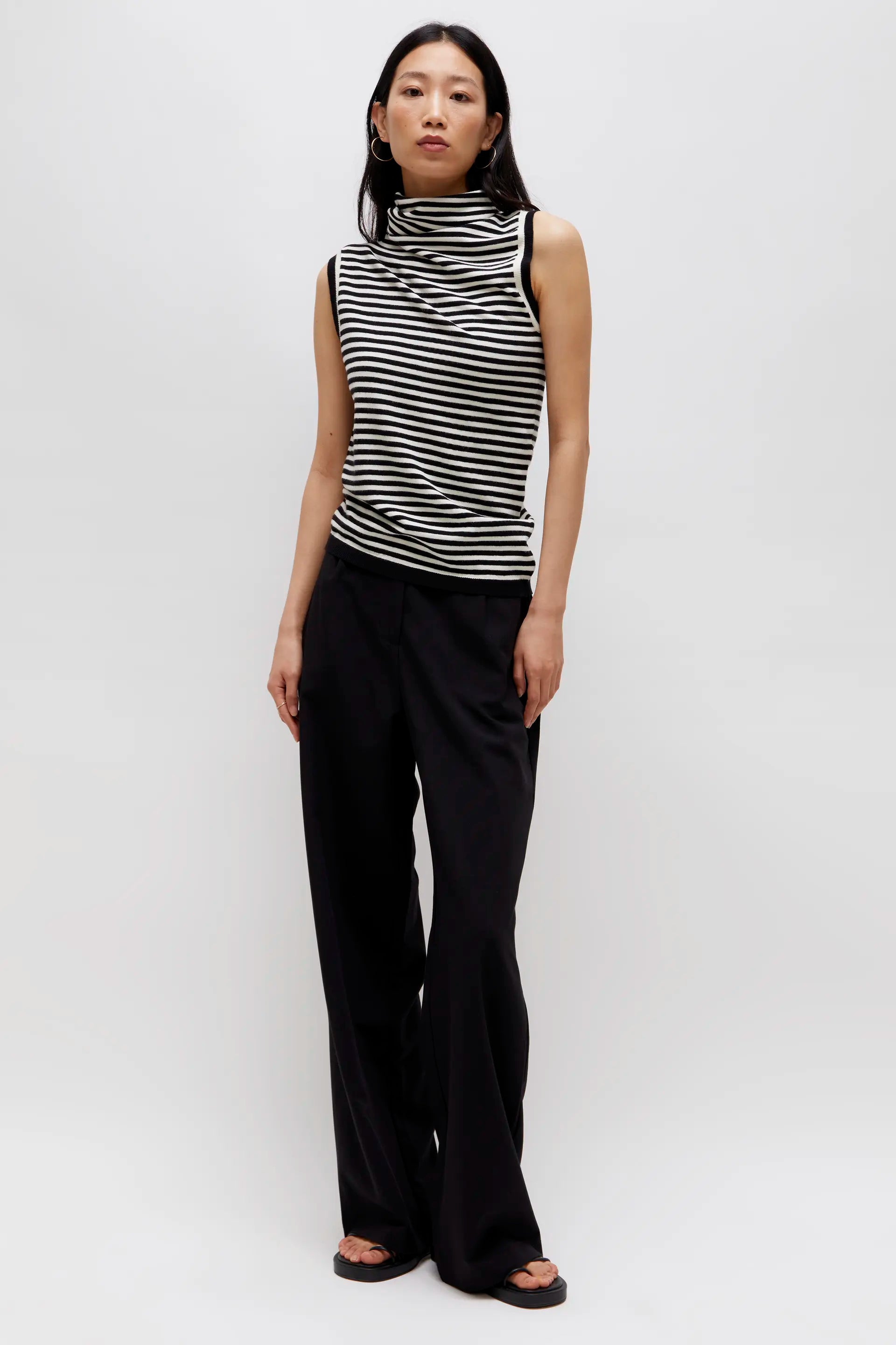 Wild Pony Sleeveless knit top with white stripes - clever alice