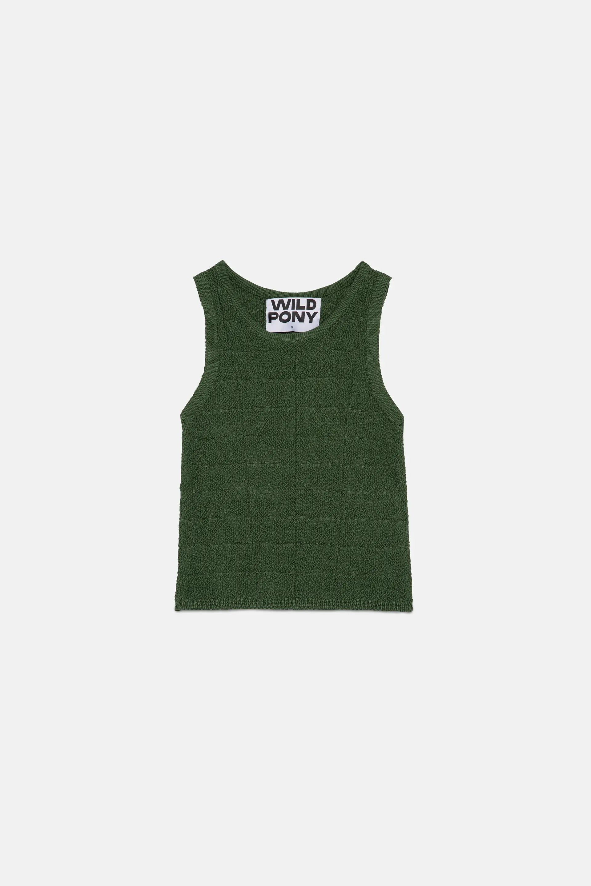 Wild Pony Green sleeveless knit top - clever alice