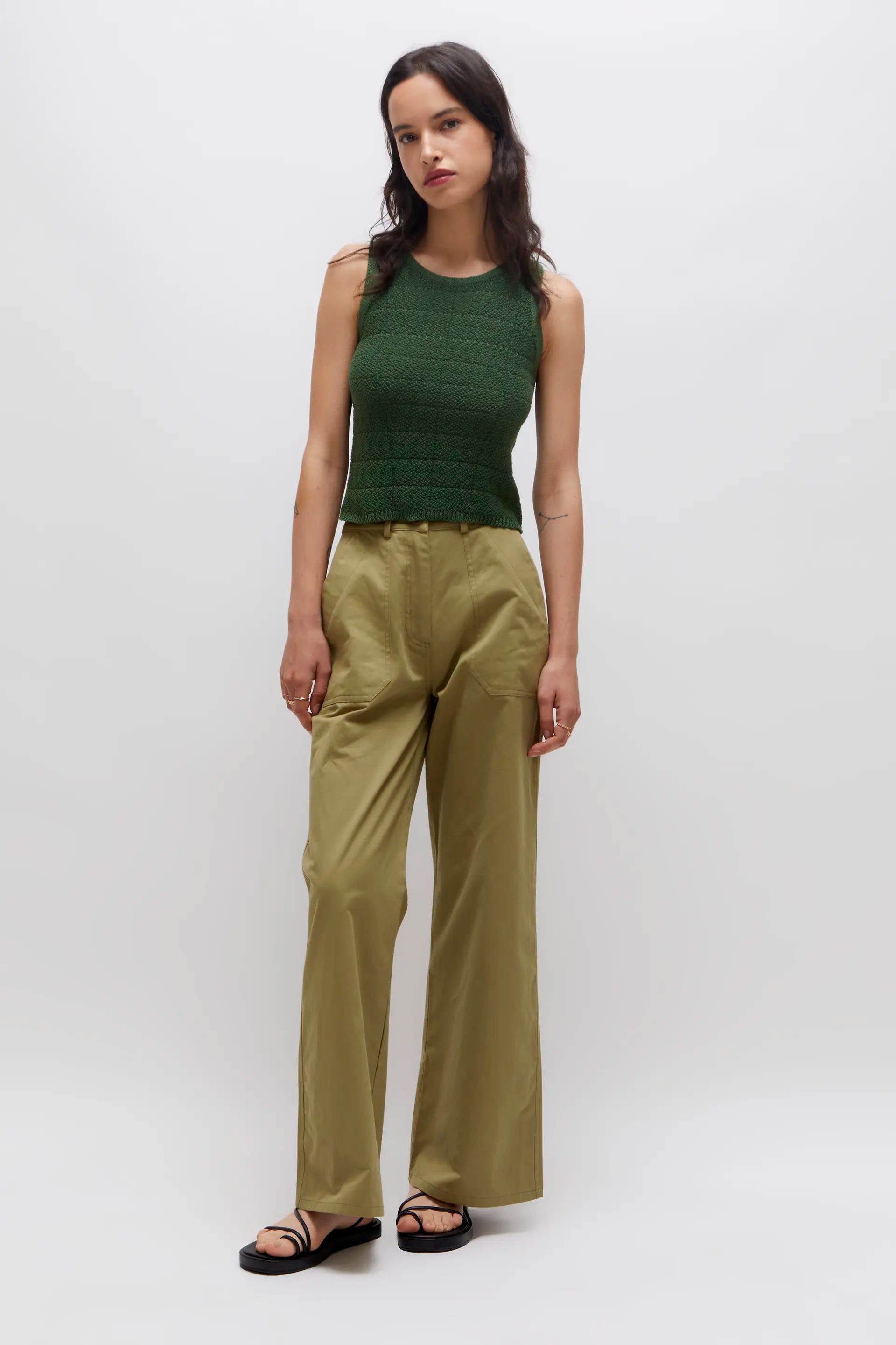 Wild Pony Green sleeveless knit top - clever alice