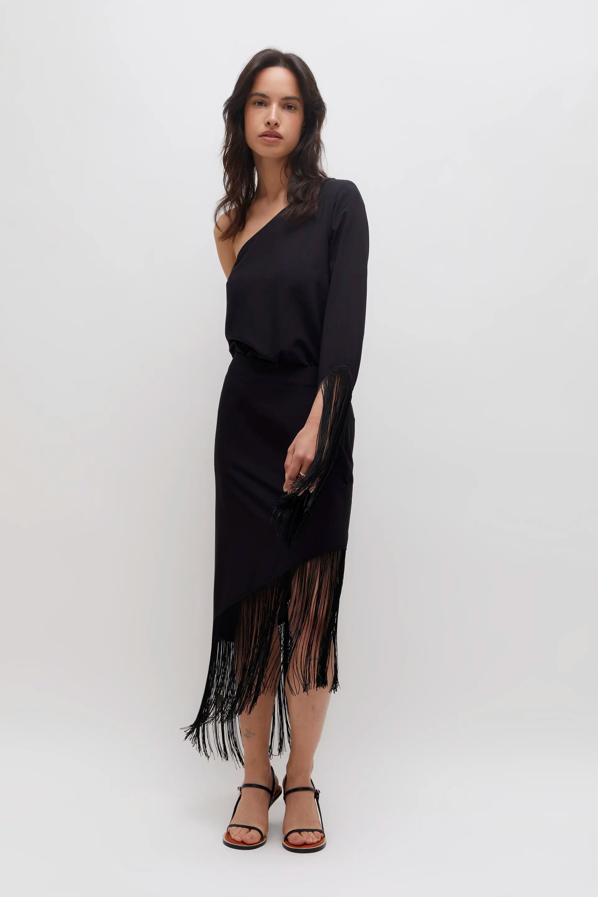 Wild Pony Asymmetrical top with black fringes