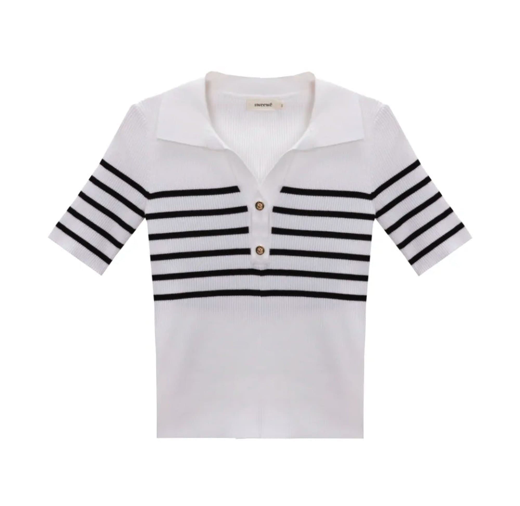 Sweewe French Polo Knit in White