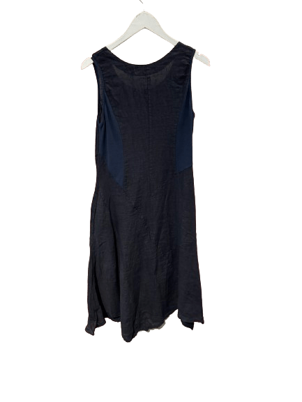 Inizio Linen Dress in Dark Navy - clever alice