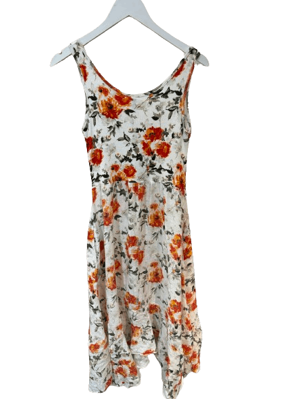 Inizio Floral Linen Dress with Cotton Cinch in Orange - clever alice