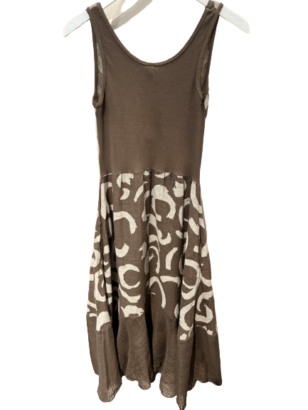 Inizio Linen Swirl Dress in Brown - clever alice