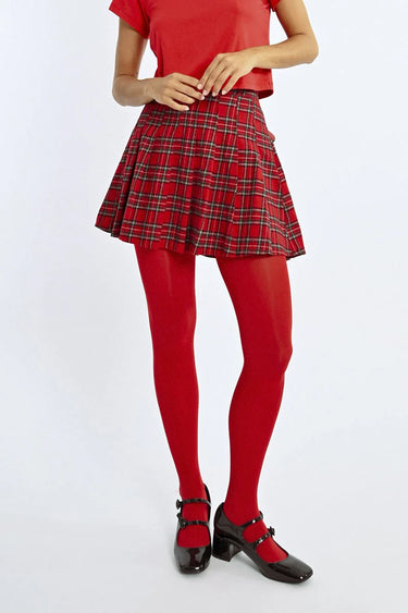 Molly Bracken Pleated Checked Mini Skirt