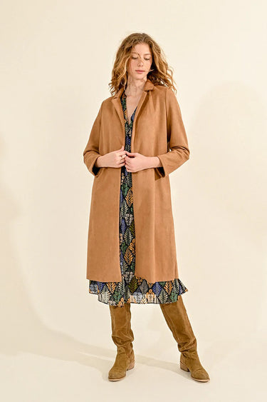 Molly Bracken Long Faux Suede Coat