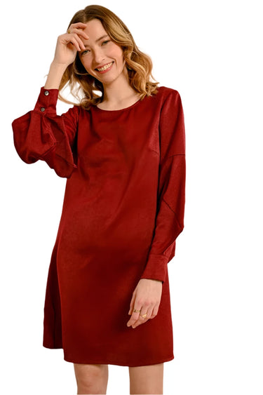 Straight Satin dress with Fancy Sleeves