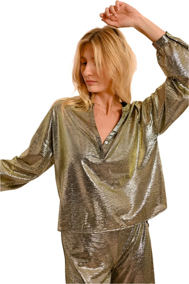 Metallic Top - Tunisian Collar