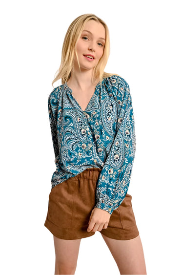 Loose Paisley Print Blouse