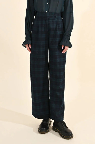 Molly Bracken Wide-Leg Checked Pants