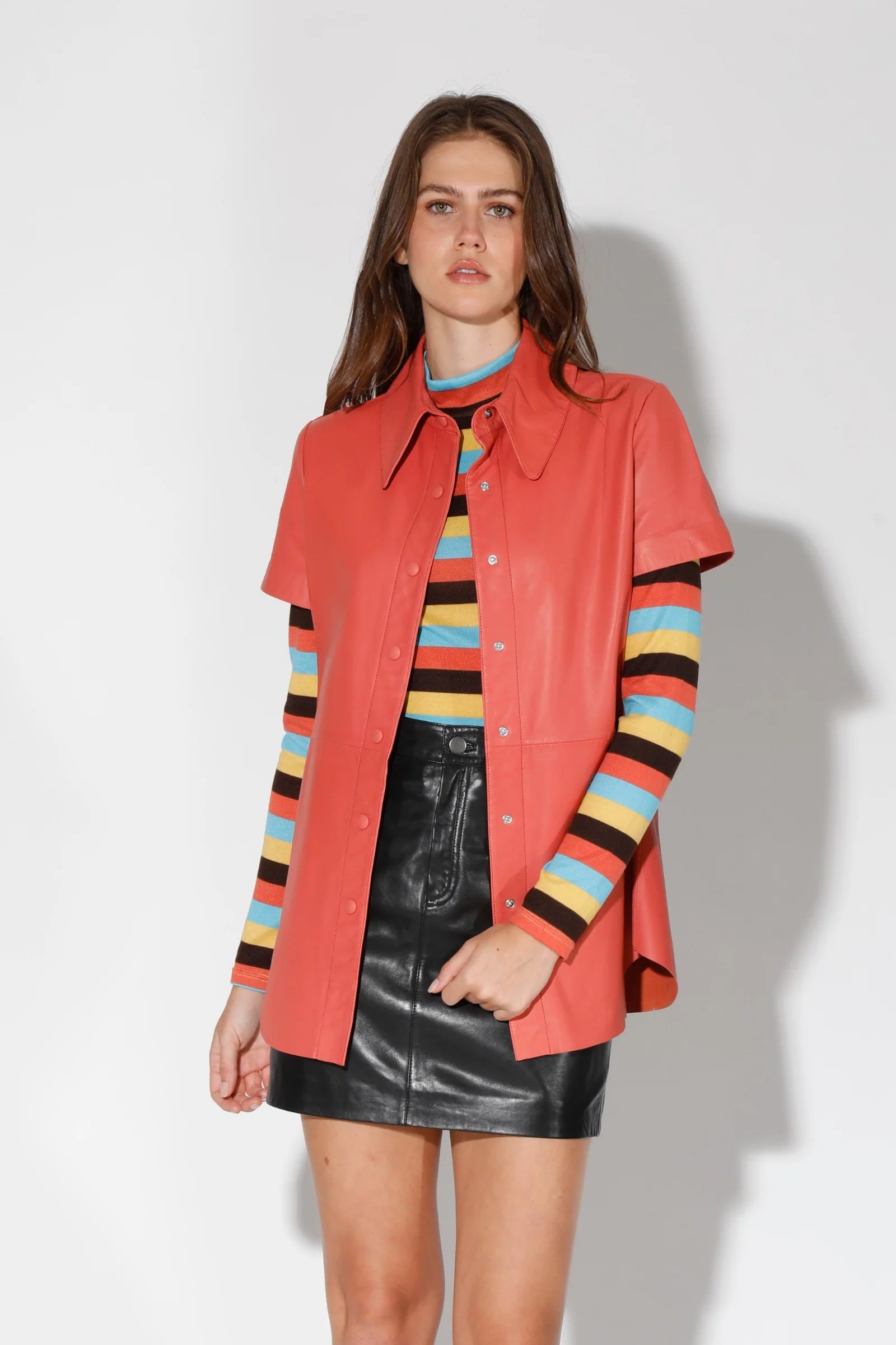 Walter Baker Laney Leather Top in Coral