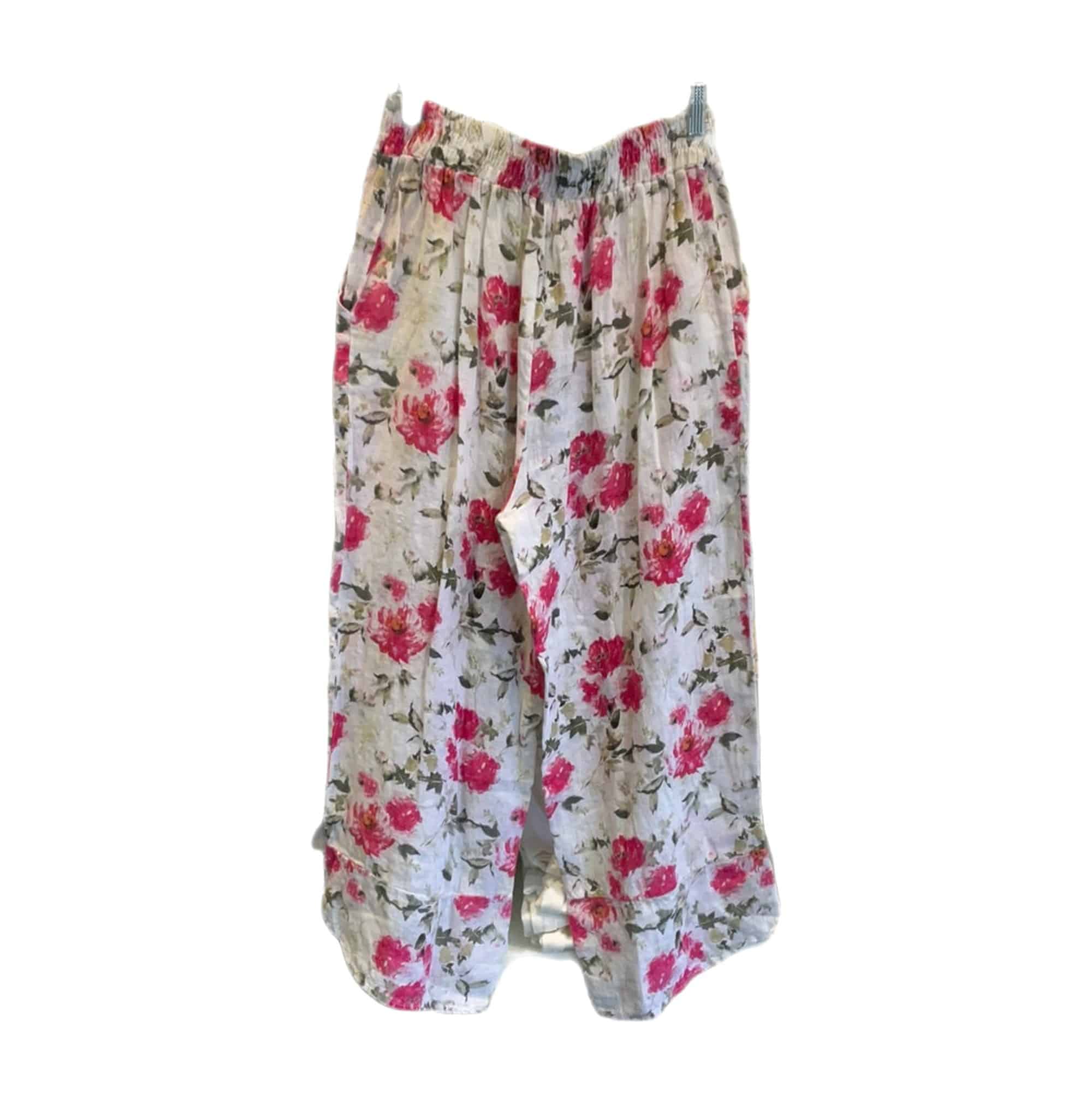 Inizio Linen Pink Floral Pant - clever alice