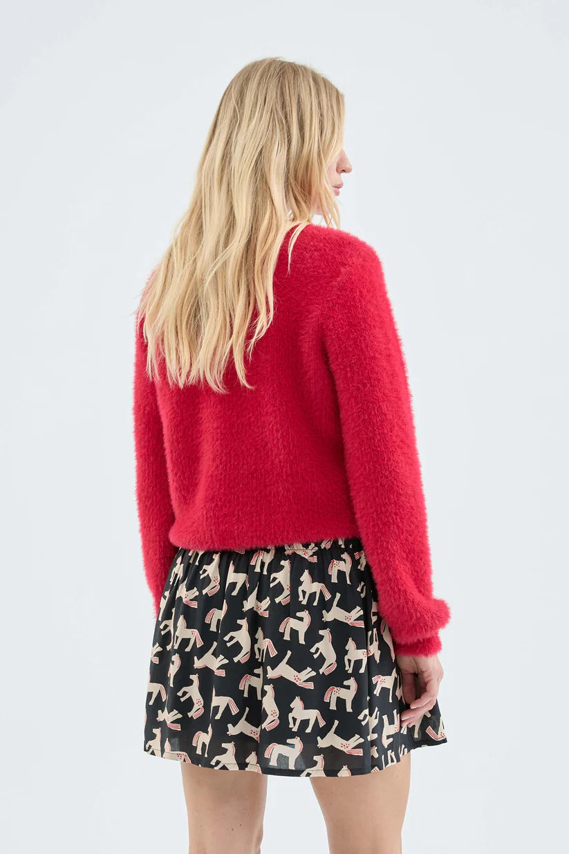 Compania Fantastica Red textured knit sweater - clever alice