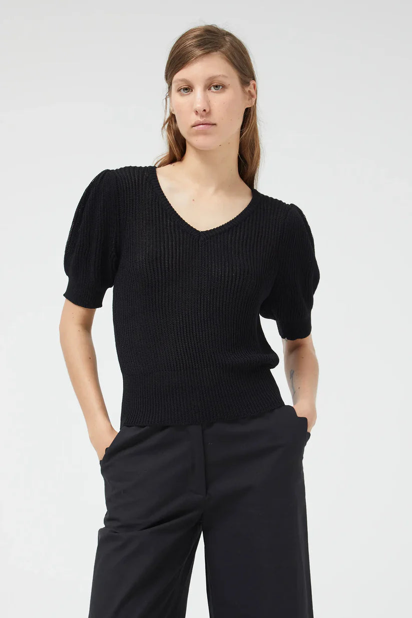 Compania Fantastica Jersey Black V-neck sweater - clever alice
