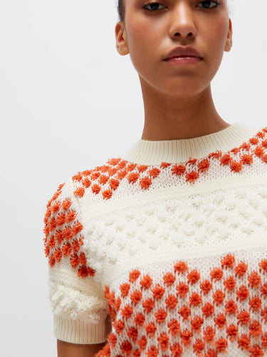 Wild Pony Orange short sleeve knitted sweater - clever alice