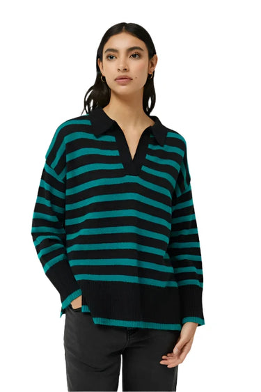 Compania Fantastica Blue/Green striped polo neck sweater