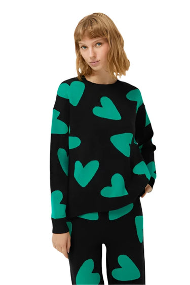 Compania Fantastica Black heart jacquard knit sweater