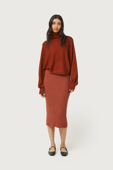 Compania Fantastica Brown Knitted Midi Skirt