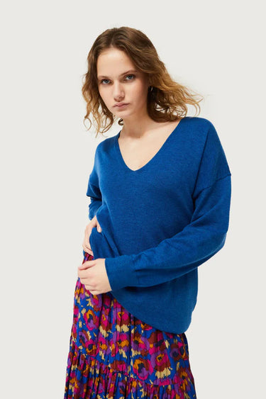 Compania Fantastica Blue V-neck knitted sweater