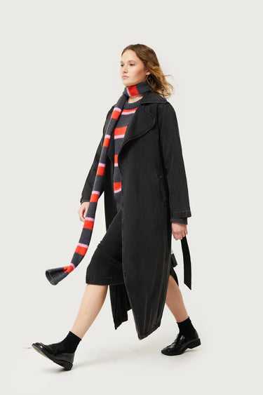 Compania Fantastica Black denim midi trench coat