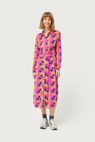 Compania Fantastica Midi shirt dress with cat print