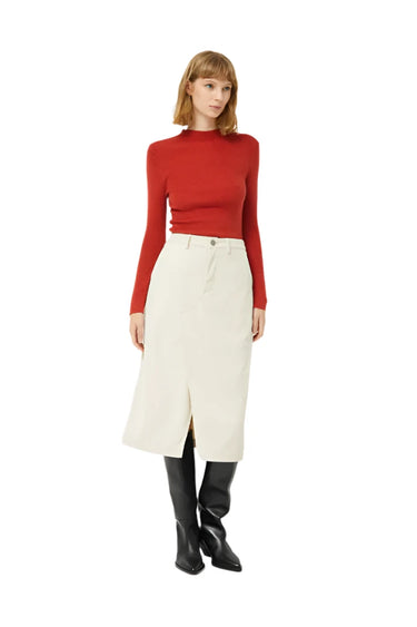 White corduroy midi skirt