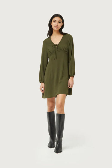 Companina Fantastica Short khaki green crepe dress or in Black