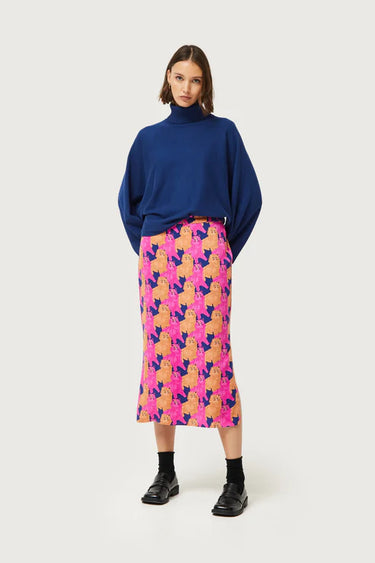 Compania Fantastica Midi Skirt with Cat Print