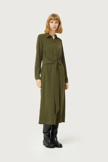 Compania Fantastica Khaki green midi shirt dress