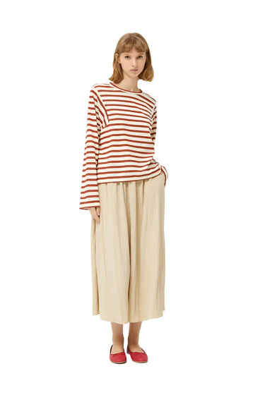 Midi skirt in beige technical fabric