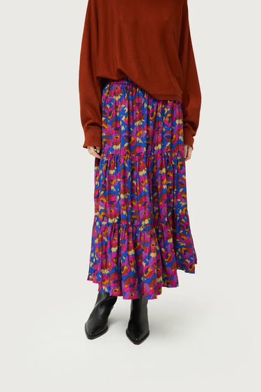 Compania Fantastica Dewberry Floral Print Midi Skirt