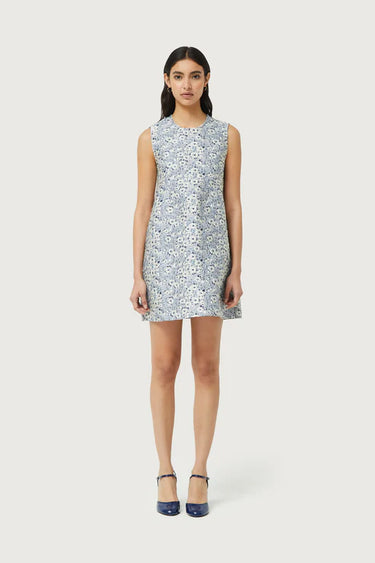 Compania Fantastica Short blue and white floral print dress