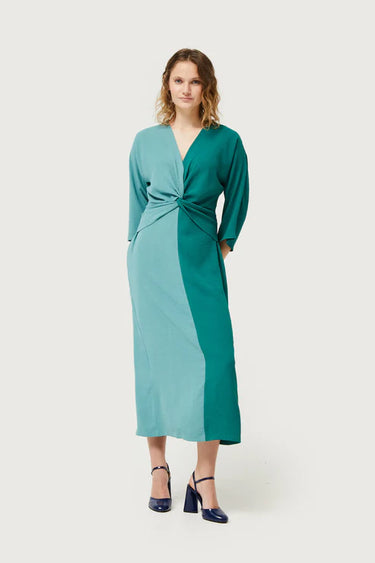 Compania Fantastica Long Draped Green and Blue Dress