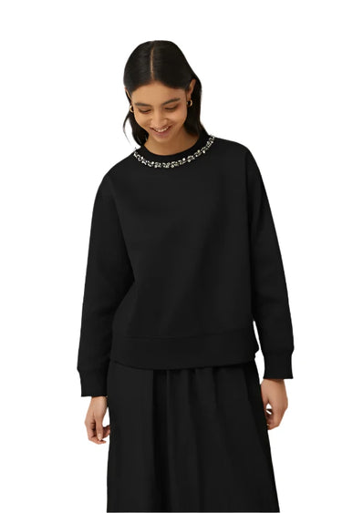 Compania Fantastica Black Jewel Neck Sweatshirt