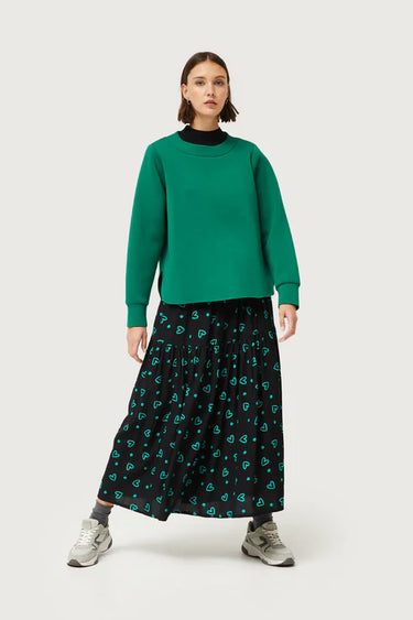 Compania Fantastica Long Skirt with Green Heart Print