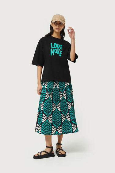 Compania Fantastica Brigitte print pleated midi skirt