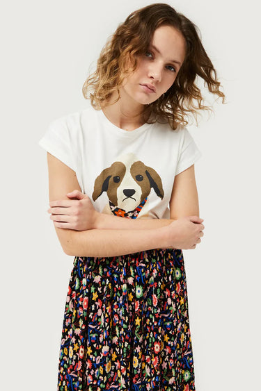 Compania Fantastica  Floral Print Dog Print T-Shirt