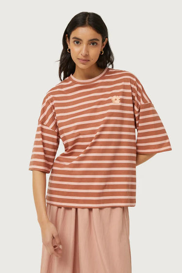 Compania Fantastica Striped Shirt with Flower Patch