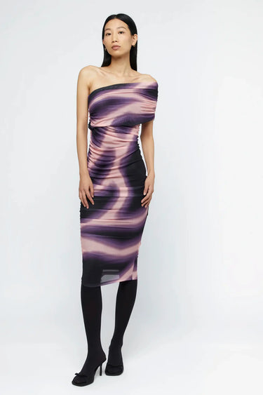 Wild Pony Boreal Print Mesh Midi Dress