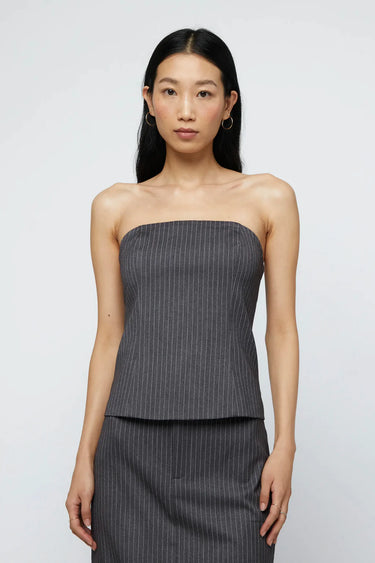 Wild Pony Grey Pinstripe Corset Top