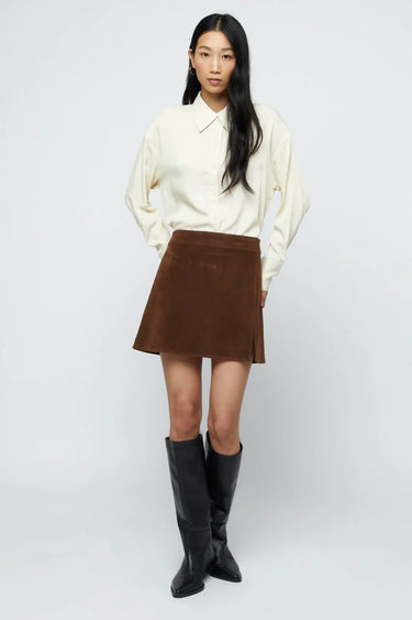 Wild Pony Brown Faux Suede Short Skirt