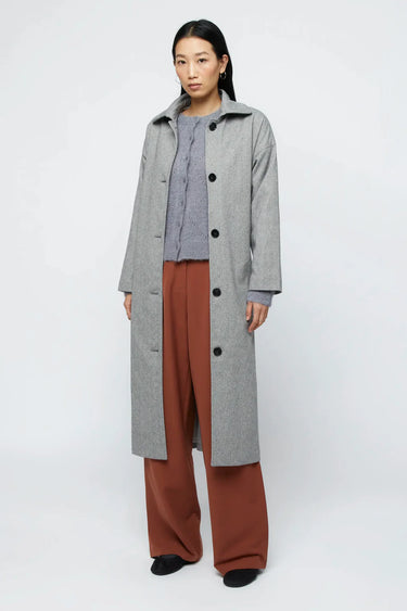 Wild Pony Long grey herringbone coat