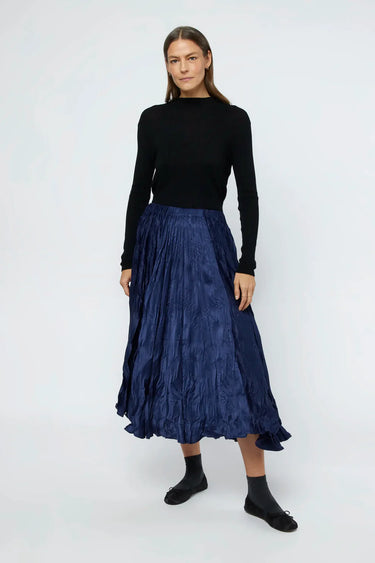 Wild Pony Long skirt in blue crumpled satin