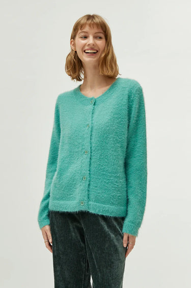 Compania Fantastica Turquoise Textured Knit Cardigan