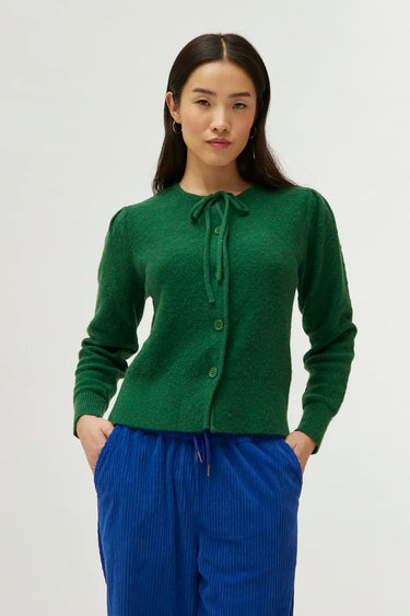 Compania Fantastica Green bow knit cardigan