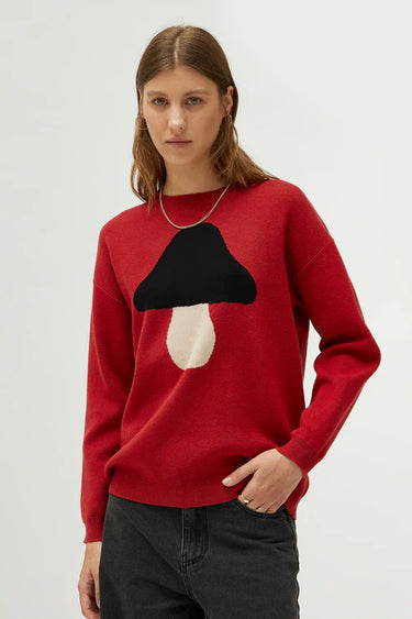 Compania Fantastica Jacquard Knit Sweater with a Mushroom